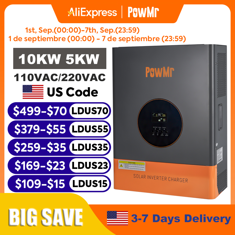 Split Phase Inverter 10Kw 110V 220V - Onduleur biphasé PowMr 10KW 5KW 48V