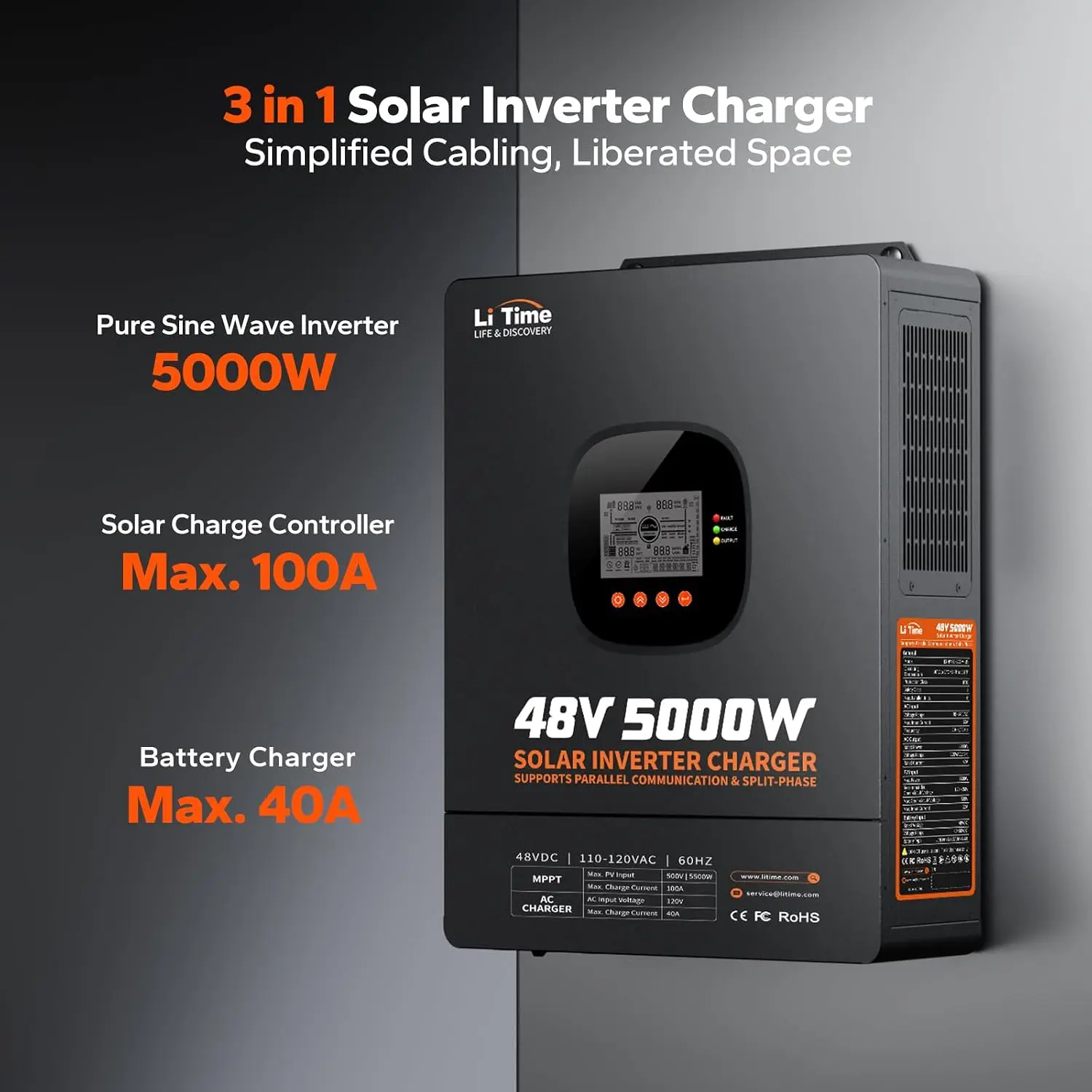 Onduleur LiTime 5000W à onde s - Parallel Solar Inverter 48V 5000W Mppt avis et prix